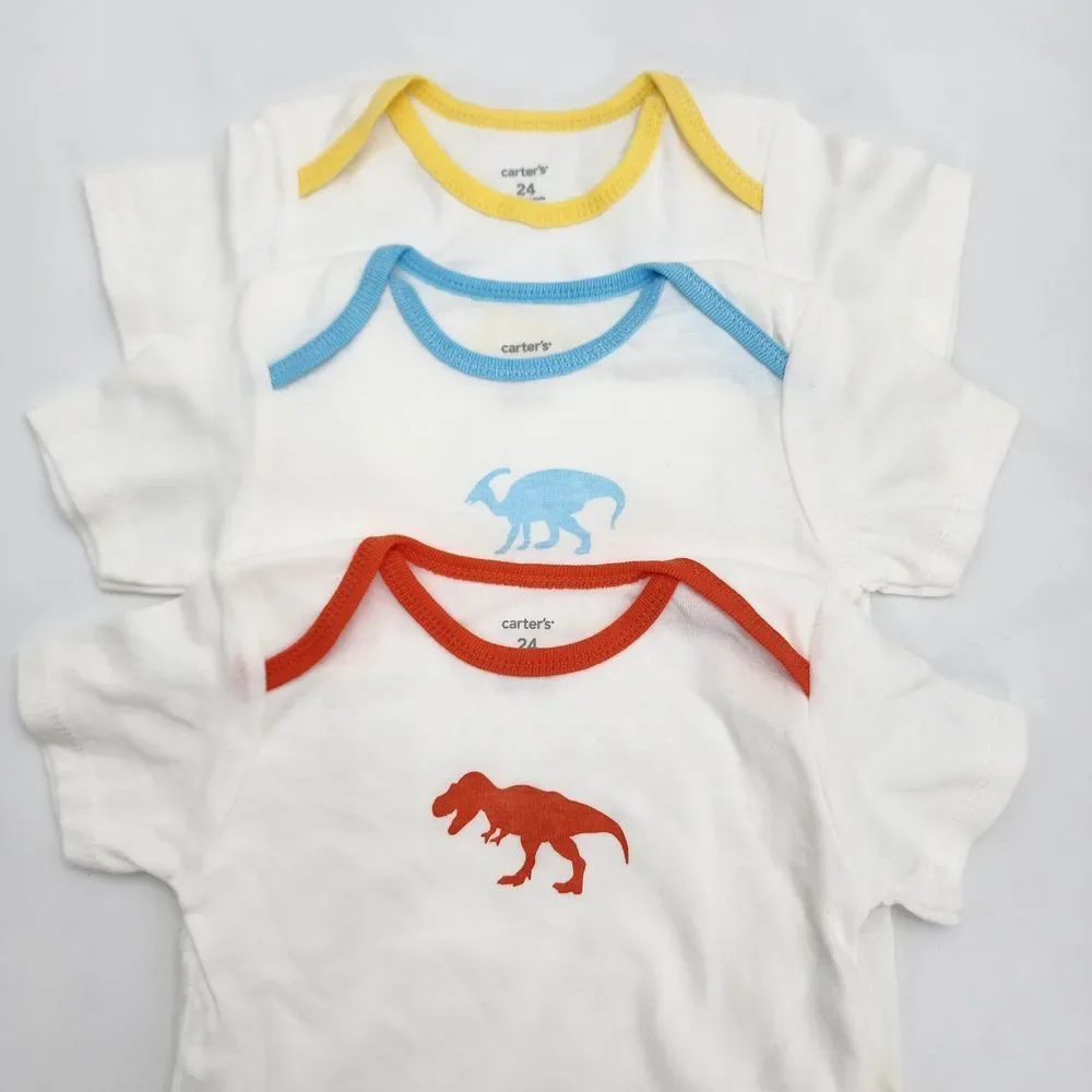 Carter's Baby Boys Infants‎ Dinosaur 3 Piece Short sleeves Bodysuits White NWOT
